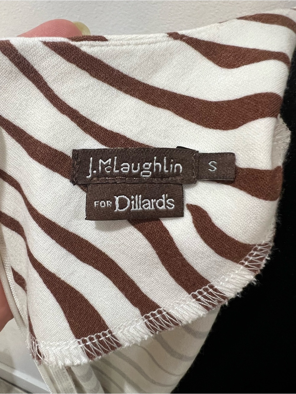 J McLaughlin for Dillard’s Zebra Print Dress Brown Cream Knit A-Line Small - Picture 4 of 8